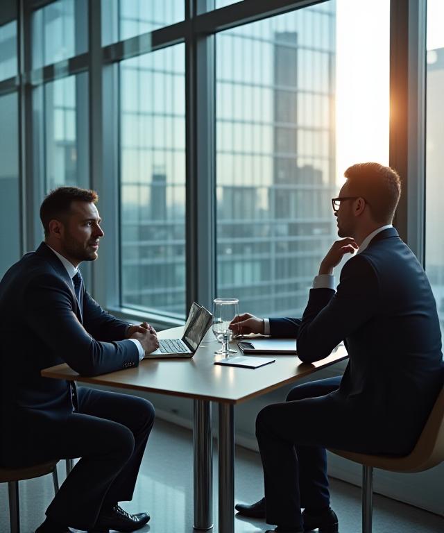 Professional business meeting highlighting strategic innovation